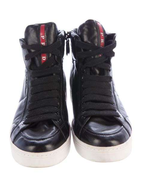 Prada leather high top sneakers